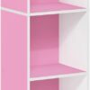Furinno Luder Bookcase / Book / Storage, 5-Tier Cube, Pink/White
