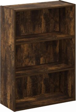 Furinno Pasir 3-Tier Open Shelf Bookcase, Amber Pine