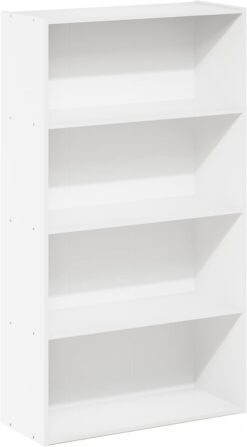 Furinno Pasir 4-Tier Bookcase/Bookshelf/Storage Shelves, White