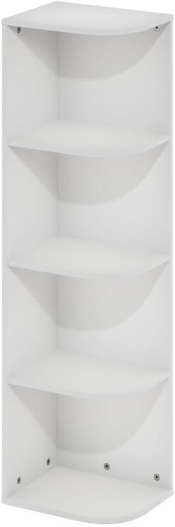 Furinno Pasir 4-Tier Corner Open Shelf Bookcase, White