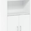 Furinno Pasir Storage Cabinet with 2 Open Shelves and 2 Doors, White