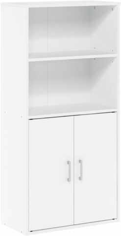 Furinno Pasir Storage Cabinet with 2 Open Shelves and 2 Doors, White