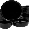 Gibson Home Oslo 12-Piece Porcelain Chip and Scratch Resistant Dinnerware Set, Black,Service for 4