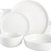 Gibson Home Oslo Porcelain Chip and Scratch Resistant Dinnerware Set, Service for 4 (16pcs), White