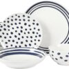 Gibson Home Seaboard Decorated White and Blue Porcelain Plates and Bowls Dinnerware Set
