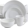 Gibson Home Zen Buffet Porcelain Chip and Scratch Resistant Dinnerware Set, Service for 4 (16pcs), White (Coupe)