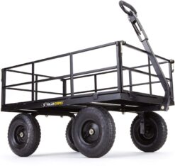 Gorilla Cart 9 Cubic Feet 1200 Pound Capacity Heavy Duty Durable Steel Utility Wagon Cart with 2 in 1 Towing Handle and Removable Sides, Black