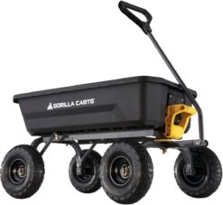 Gorilla Carts 4GCG-NF Poly Dump Cart with No-Flat Tires 4 cu ft 600 lb Capacity Black