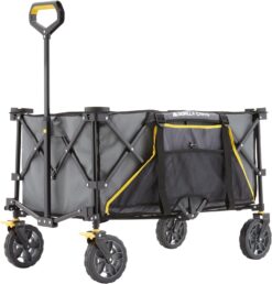 Gorilla Carts 7 Cubic Feet Collapsible Folding Outdoor Utility Sports Beach Wagon, with 150 Pound Capacity, Oversized Bed, & Cup Holder, Gray