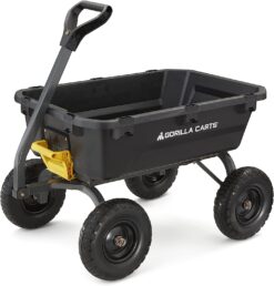 Gorilla Carts 7GCG-NF Heavy-Duty Poly Dump Cart with No-Flat Tires, 7 cu ft, 1200 lb Capacity, Black