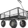 Gorilla Carts 800 Pound Capacity Heavy Duty Durable Steel Mesh Convertible Flatbed Garden Outdoor Hauling Utility Wagon Cart, Black