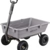 Gorilla Carts 800 Pound Capacity Heavy Duty Poly Yard Garden Steel Dump Utility Wheelbarrow Wagon Cart with 2-in-1 Towing ATV Handle, Gray