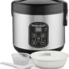 Hamilton Beach Digital Programmable Rice Cooker & Food Steamer, 8 Cups Cooked (4 Uncooked), With Steam & Rinse Basket, Stainless Steel (37518)