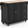 Homestyles Dolly Madison Kitchen Cart with Wood Top and Drop Leaf Breakfast Bar, Rolling Mobile Kitchen Island with Storage and Towel Rack, 54 Inch Width, Black