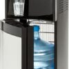 Igloo Stainless Steel Hot, Cold & Room Water Cooler Dispenser, Holds 3 & 5 Gallon Bottles, 3 Temperature Spouts, No Lift Bottom Loading, Child Safety Lock, Black/Stainless