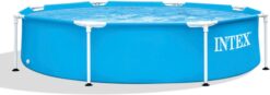 Intex 28205EH 8 Foot x 20 Inch Round Metal Frame Outdoor Backyard Above Ground Swimming Pool with Reinforced Sidewalls, Blue (Pool Only)