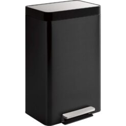 KOHLER 20940-BST 13 Gallon Kitchen Step Trash Can with Foot Pedal, Soft Close Lid, Black Stainless Steel