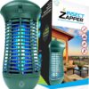 Livin’ Well Green Bug Zapper Indoor Outdoor - 4000V High Powered Electric Mosquito Zapper Home Patio, 1,500 Sq Ft Range Fly Zapper Mosquito Trap, 18W UVA Bulb Mosquito Killer Lamp Insect Bug Light