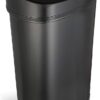NINESTARS DZT-50-9BK Automatic Touchless Infrared Motion Sensor Trash Can, 13.2 Gal 50L, Black Steel Base (Oval, Black Lid)