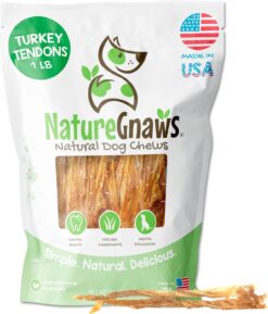 Nature Gnaws - Turkey Tendons for Dogs - Premium Natural Chew Treats - Delicious Reward Snack for Small Medium & Large Dogs - Made in The USA - 1 lb