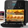 Nuwave Brio 15.5Qt Air Fryer Rotisserie Oven, X-Large Family Size, Powerful 1800W, 4 Rack Positions, 50°-425°F Temp Controls, 100 Presets & 50 Memory, Integrated Smart Thermometer, Linear T Technology