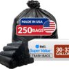 Reli. 30-33 Gallon Trash Bags Heavy Duty | 250 Bags Bulk | Black Large Trash Bags 30+, 32 Gallon | Made in USA