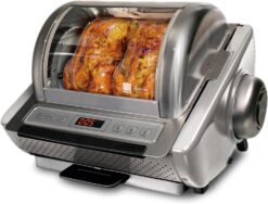 Ronco EZ-Store Rotisserie Oven,Gourmet Cooking at Home,Cooks Perfectly Roasted Chickens,Turkey,Pork,Roasts & Burgers,Large Capacity,3 Cooking Options:Roast,Sear, No Heat Rotation,Stainless,ST5250STAIN