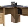 Sauder August Hill L-Shaped Desk, L: 59.06" x W: 58.74" x H: 29.25", Dover Oak finish
