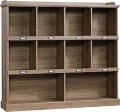 Sauder Barrister Lane Cubby Bookcase/ Book Shelf for Storage and Display, Salt Oak finish