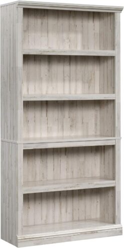 Sauder Miscellaneous Storage 5-Shelf Bookcase/Book Shelf, White Plank Finish
