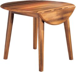 Signature Design by Ashley Berringer Dining Room Round Drop Leaf Table, Rustic Brown