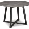 Signature Design by Ashley Centiar Mid Century Round Dining Room Table with Metal Legs, Gray & Black