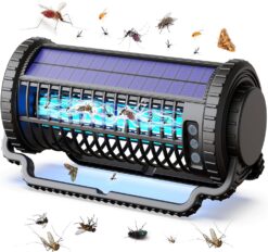 Solar Bug Zapper for Outdoor & Indoor, USB 4000mAh Rechargeable Mosquito Killer with Smart Light Sensor, Adjustable body Fly Traps, Waterproof Insect Zapper for Patio,Home (Black-4800V-4000mAh)