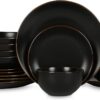 Stone Lain Brasa 16-Piece Dinnerware Set Stoneware, Black