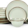 Stone Lain Brasa 16-Piece Dinnerware Set Stoneware, Light Green