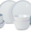 Stone Lain Celina Stoneware 12-Piece Dinnerware Set, Dinner and Pasta Bowls, White