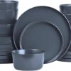 Stone Lain Celina Stoneware 24-Piece Round Dinnerware Set, Grey