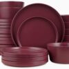 Stone Lain Celina Stoneware 24-Piece Round Dinnerware Set, Purple