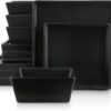 Stone Lain Grace Square Stoneware Dinnerware Set, 12 Piece Service For 4, Black
