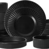 Stone Lain Lusso Stoneware Dinnerware Set, 16-Piece - Service for 4, Black