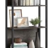 VASAGLE 5-Tier Bookshelf, Book Shelf, Industrial Bookcase, with Steel Frame, for Living Room, Home Office, Bedroom, 9.4 x 24.4 x 65 Inches, Charcoal Gray and Black ULLS025B04