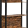 VASAGLE 5-Tier Bookshelf, Book Shelf, Industrial Bookcase, with Steel Frame, for Living Room, Home Office, Bedroom, 9.4 x 24.4 x 65 Inches, Rustic Brown and Black ULLS025B01
