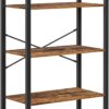 VASAGLE ALINRU Bookshelf, Bookcase, 5-Tier Storage Rack with Steel Frame, for Living Room, Office, Study, Hallway, Industrial Style, Rustic Brown and Black ULLS061B01