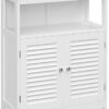 VASAGLE Bathroom Floor Cabinet, Bathroom Storage Cabinet, Freestanding, with Double Shutter Doors and Adjustable Shelf, for Bathroom, Living room, Entryway, Kitchen, White UBBC40WT