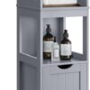 VASAGLE Bathroom Floor Cabinet, Bathroom Storage Organizer Rack Stand, Multifunctional Corner Unit, 2 Drawers, Dove Grey UBBC066G02