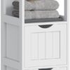 VASAGLE Bathroom Floor Cabinet, Bathroom Storage Organizer Rack Stand, Multifunctional Corner Unit, 2 Drawers, White UBBC42WT