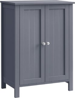 VASAGLE Bathroom Floor Storage Cabinet, Bathroom Storage Unit with 2 Adjustable Shelves, Bathroom Cabinet Freestanding, 11.8 x 23.6 x 31.5 Inches, Classic Gray UBCB60GY