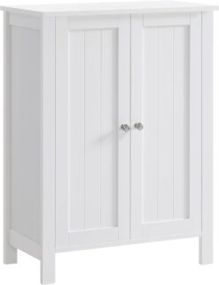 VASAGLE Bathroom Floor Storage Cabinet, Bathroom Storage Unit with 2 Adjustable Shelves, Bathroom Cabinet Freestanding, 11.8 x 23.6 x 31.5 Inches, White UBCB60W