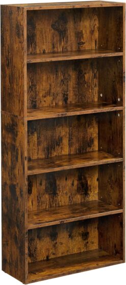 VASAGLE Bookshelf, 23.6 Inches Wide, 5-Tier Open Bookcase with Adjustable Storage Shelves, Floor Standing Unit, Rustic Brown ULBC165X01