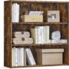 VASAGLE Bookshelf, 31.5 Inches Wide, 3-Tier Open Bookcase with Adjustable Storage Shelves, Floor Standing Unit, Rustic Brown ULBC173X01